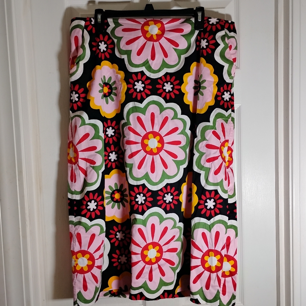 Boden Boho Floral Midi Skirt Cotton Blend Size 12